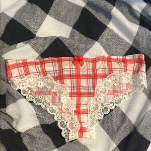 Plaid Lace Trim Women's Umderwear